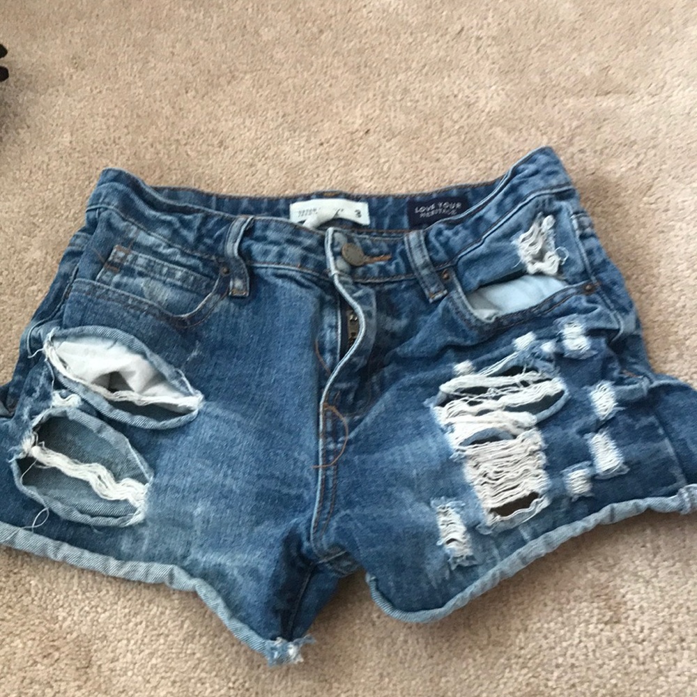 Very Distressed Blue Jean Shorts